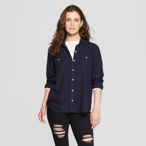 a new day Tops - Cozy blue plaid Long Sleeve Drapey Shirt 🧥❄️☃️